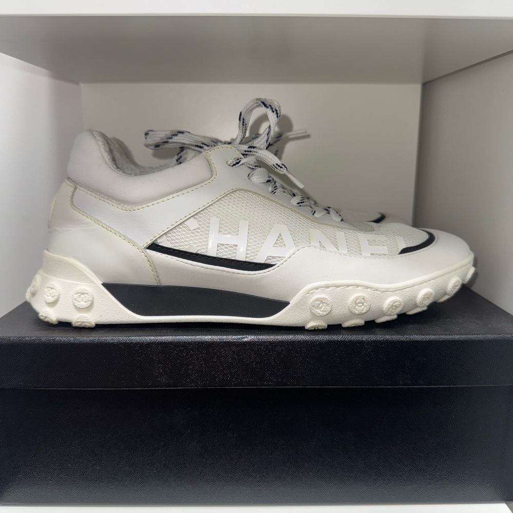 Black and white CHANEL sneakers